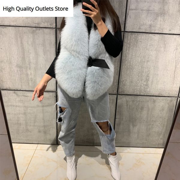 

natural fur vest women real fur gilet vest, Black