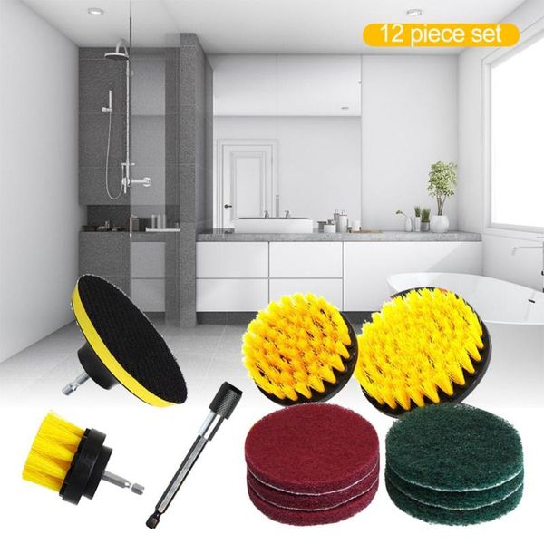 

12pcs/set electric drill brush fashionable scrub pads grout power drills scrubber cleaner rail and porcelain for shower door