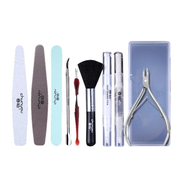 

nail art files buffer sanding kit cuticle pusher nipper scissor dead skin remover dotting pen cleaning brush manicure set tools