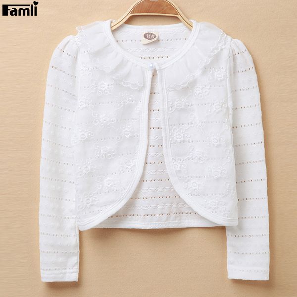 

famli kid girls bolero jacket children girl wedding short outerwear summer kids white lace cardigan shawl jacket coat, Blue;gray