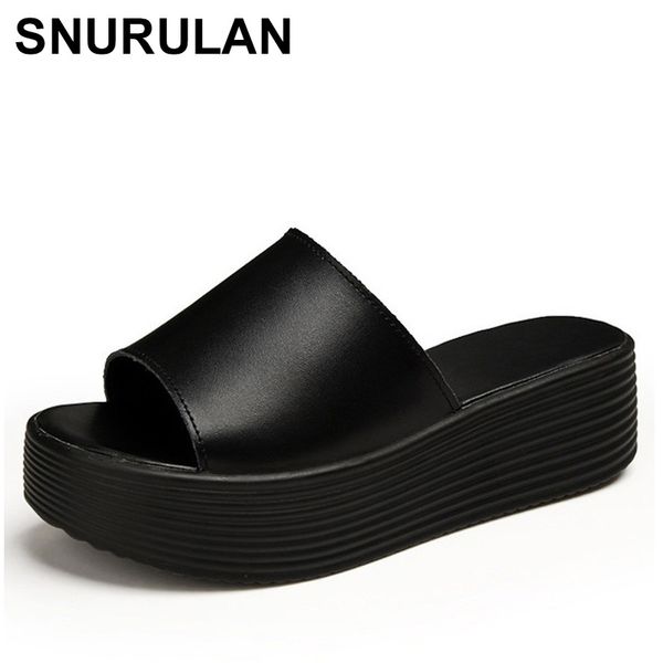 

snurulanflat platform sneakers women summer sandals open toe leather shoes split slip on outside slides black white sneakerse096
