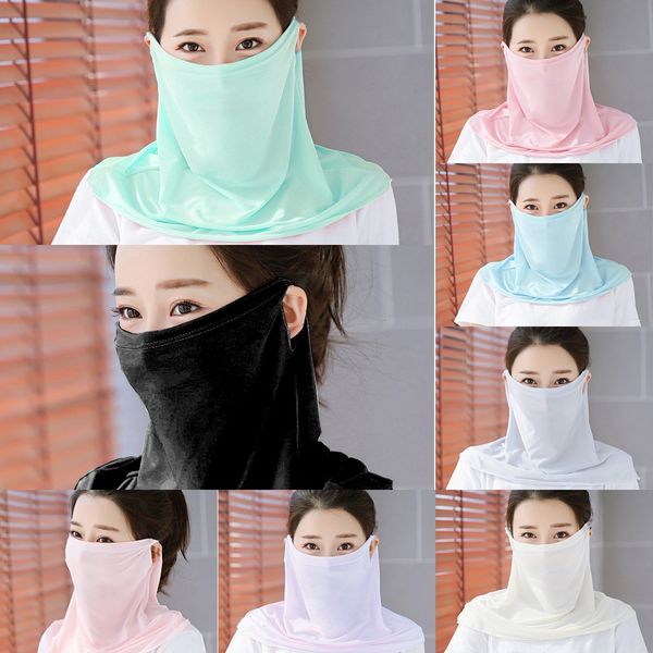 

oglzy women scarf face sunshade silk chiffon handkerchief party windproof half face dust-proof mask masks scarf dust mask outdoor masks, Black
