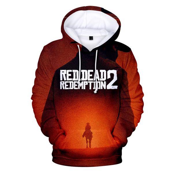 

fashion hoodies red dead redemption 2 hooide sweatshirts men women 3d printed long sleeve pullovers harajuku coat clothes, Black