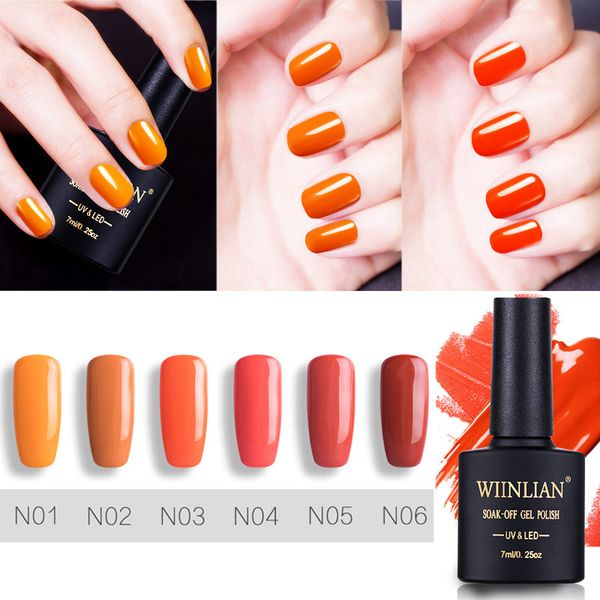 

pumpkin color nails gel polish yellow orange nude soak off neon uv led lamp curing nails gel varnish art painting nail polishes, Red;pink