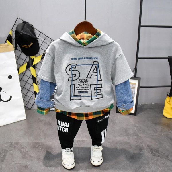 

детская одежда мальчики весна письмо печати мальчиков толстовка, рубашка и брюки спортивный костюм детские комплекты детской одежды 2-6 лет, White