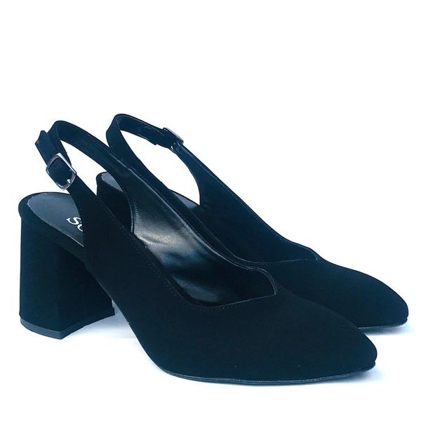

mst-028 black suede women high heels brand women pumps shoes pointed toe buckle strap summer party