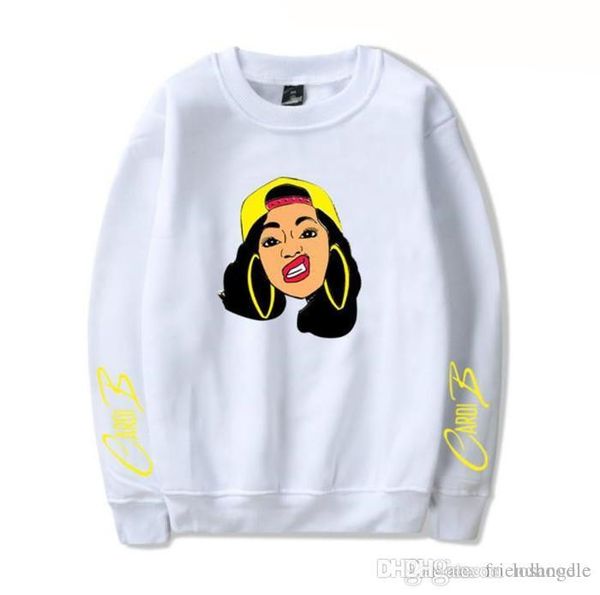 

мода cardi b цифровой печати кофты дамы красочные длинные рукава o шеи женщин толстовки, Black