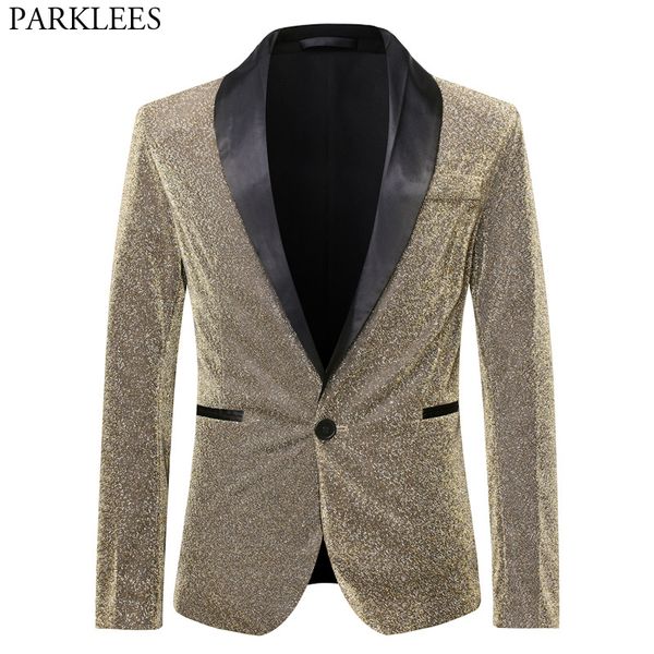 

блестящий золотой шелк с блестками blazer jacket men воротником one button мужские костюмы сценические ночной клуб пром clothers для певцов, White;black