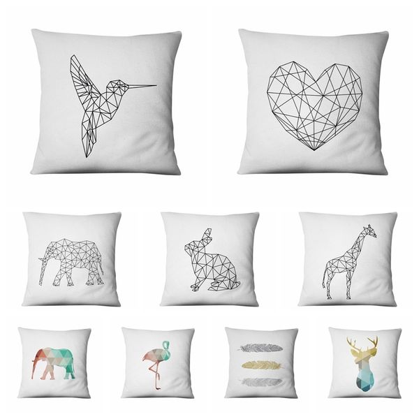 

black and white geometry art printed cushion decorative pillow deer bear home pillow decoration almofadas decorativas para sofa