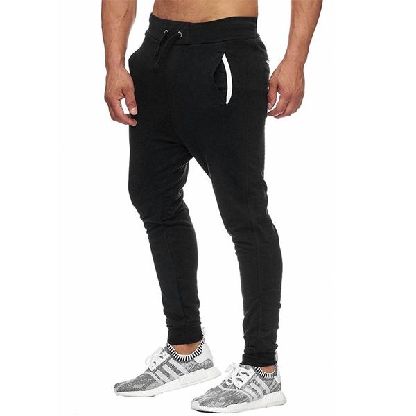 

trousers running patchwork pants for male mens elastic waist pencil pants casual spring autumn fashion, Black