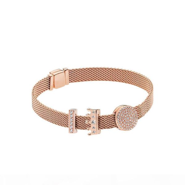 

925 sterling silver rose reflection logo clip charm reflection crown clip for pandora style eternalcharm bracelet, Black