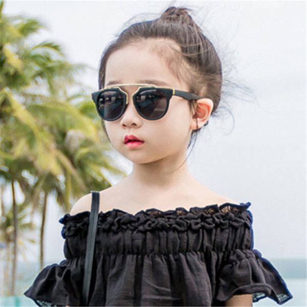 

2018 children goggle girls alloy sunglasses fashion boys girls baby child classic retro cute sun glasses, Blue