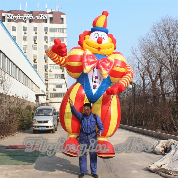 Circus Parade Performance Puntelli 3.5m Divertente Walking Clown gonfiabile Costume Blow Up Joker Puppet Suits per eventi all'aperto