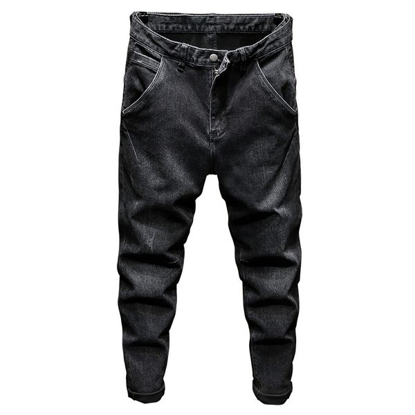 

relaxed tapered jeans men stretchy casual pants jean fit straight through the thighs and legs but tapers near the ankles,6013, Blue