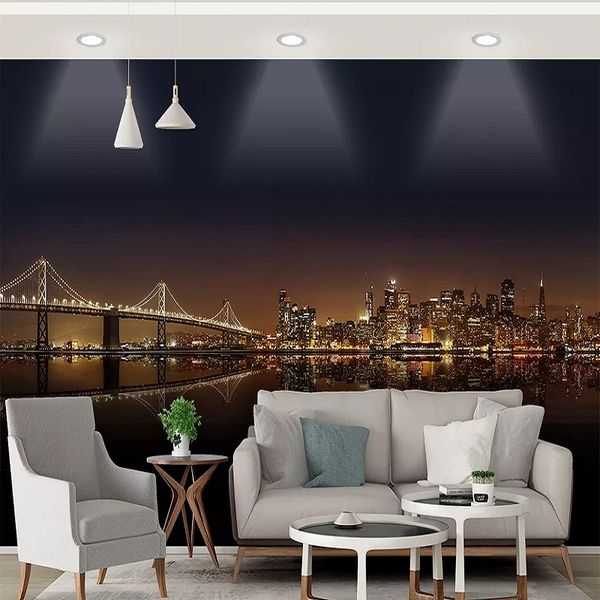 

custom large mural 3d wallpaper stylish modern creative space expands city night scene 02 living room tv wall decor 5d embossed