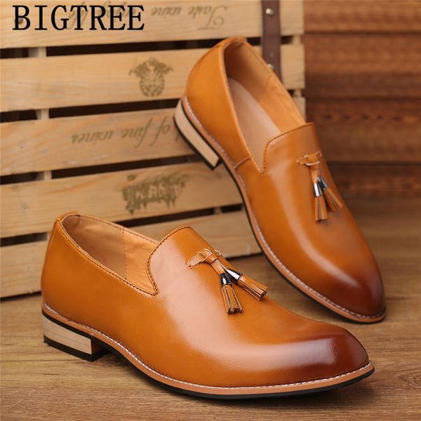 

leather shoes men coiffeur dress shoes men classic wedding formal sepatu slip on pria italian brand big size ayakkabi, Black