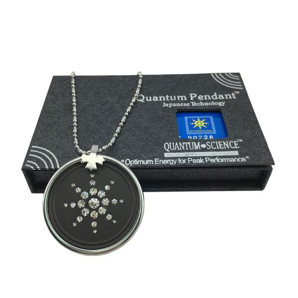 

stainless steel silver crystal volcanic stone lava round bio scalar energy quantum necklace anti emf radiation pendant necklace