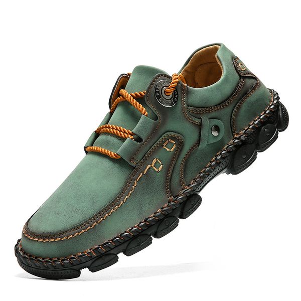 

handmade casual shoes men boots genuine leather comfortable snow boots outdoor autumn shoes male footwear size 47, Black