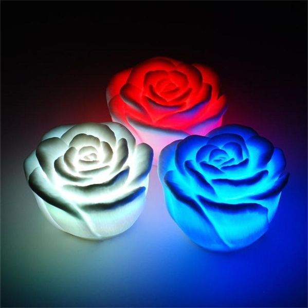 

7 color changing led light toys romantic rose flower shap lamp flashing light for valentines day gift wedding bithday decoration