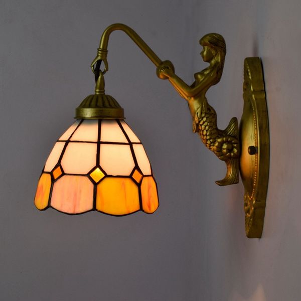 

stained glass wall lamp bedside lights european bar wall lamp sconces creative art glass shade corridor aisle wall lamps