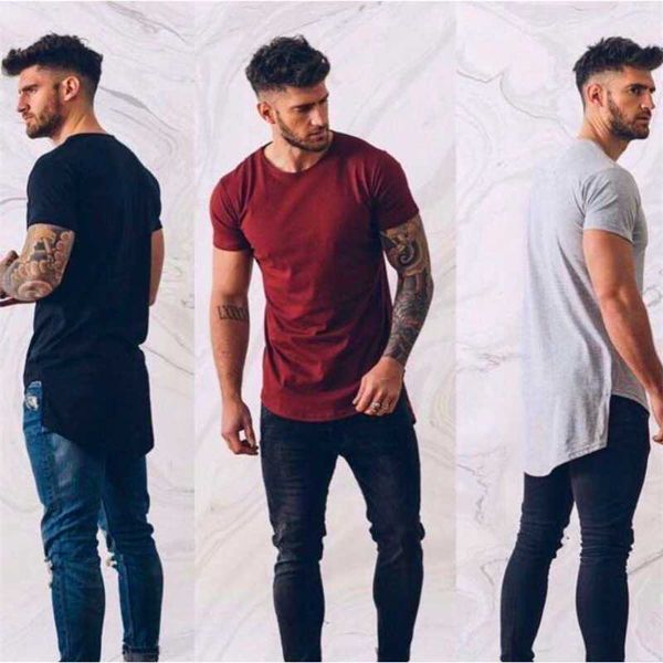 

2020 summer fashion men's short-sleeved t-shirt before and after the long half-sleeved korean version of high street, White;black