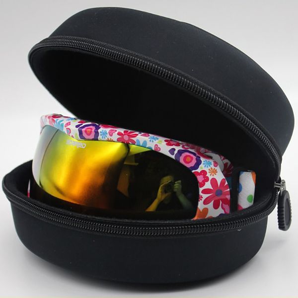 

child snow ski eyewear case portable water resistant snowboard skiing goggles sunglasses carrying case zipper hard box, Black;gray