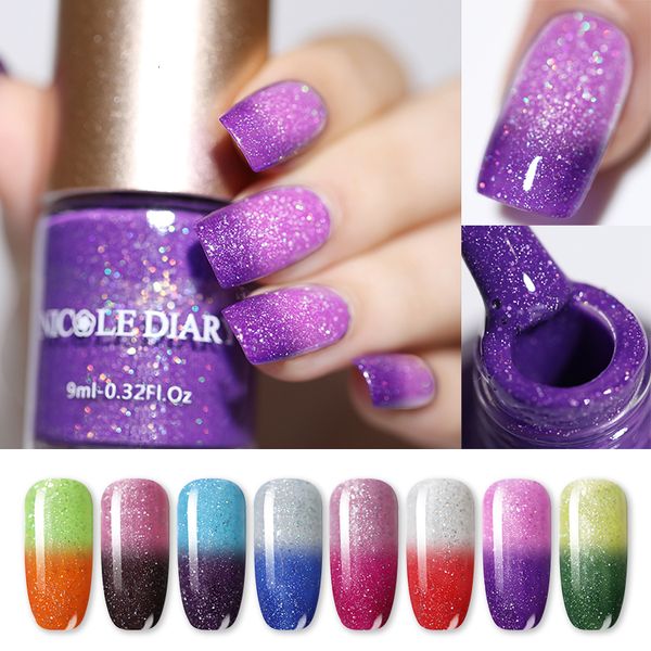 

polish nicole diary thermal nail glitter temperature color changing water-based varnish shinny shimmer nail varnish