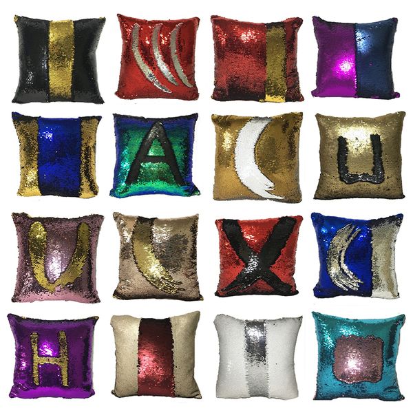 

luxurious reversible sequin mermaid sequin pillow magical color throw pillow home deco cushion decorative pillowcase 40x40cm