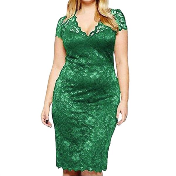 

summer dress fashion women plue size solid short sleeve v neck lace hollow out dresses large size vestidos g, Black;gray