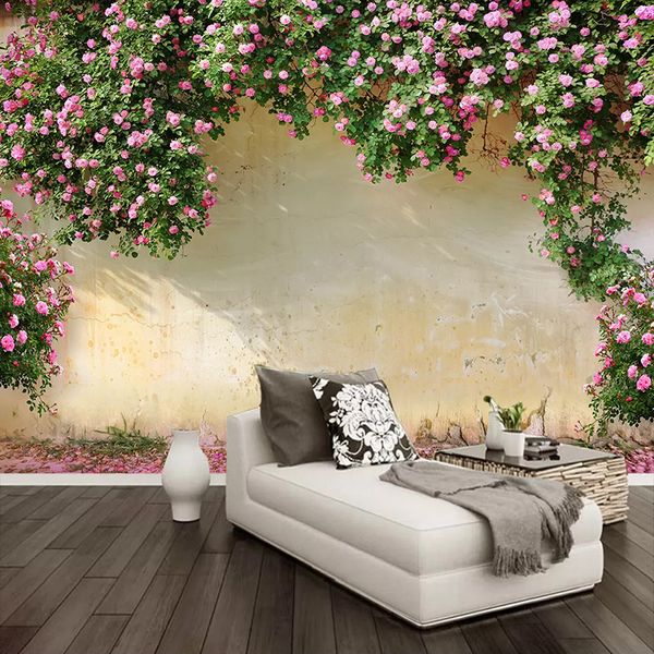 

custom 3d p wallpaper pink rose flower vine pgraphy background wall mural papel de parede waterproof self-adhesive paper