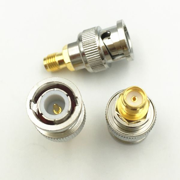 Freeshipping 50Pcs Spina maschio BNC in ottone a SMA Jack femmina Adattatore coassiale RF dritto Connettore da 50ohm Alta qualità