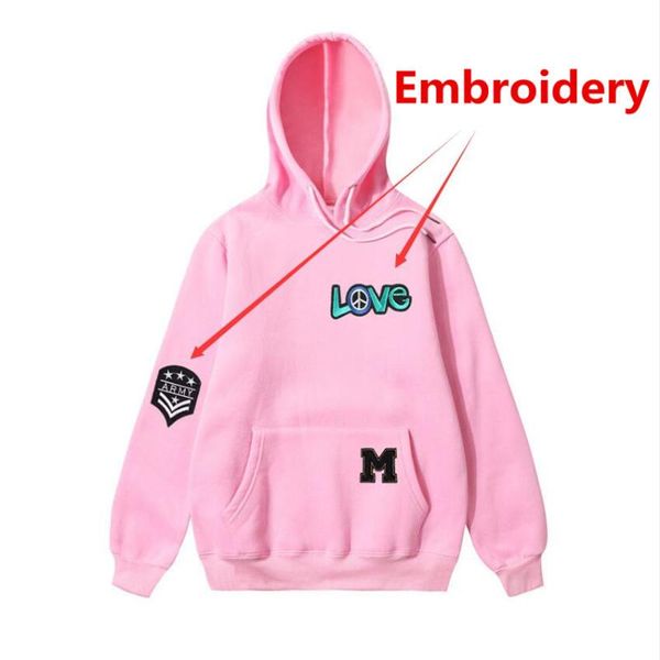 

2020 new 100% cotton love embroidery patchwork hoodies men sweatshirts pullover mens hooded hoodie streetwear, Black