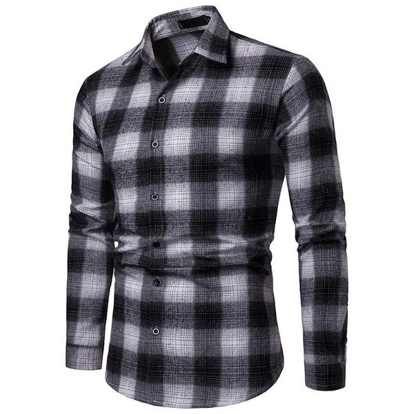 

men's fashion 2019 new long-sleeved shirt men's plaid classic casual and comfortable casual button shirt