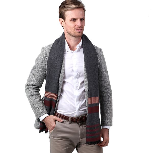 

new winter classic atmospheric stripe men's scarf cashmere neck, Blue;gray