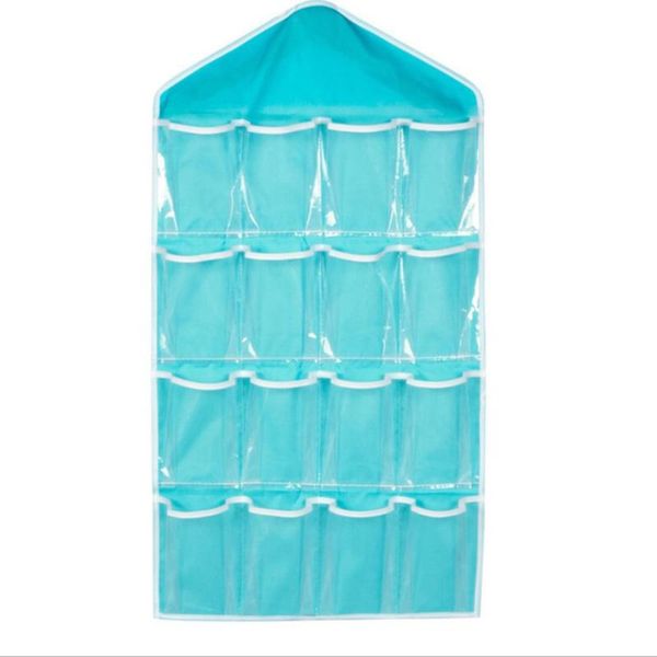 

16 visible pockets hanging organizer for wardrobe closet transparent storage bag door wall clear sundry bag with hanger pouch