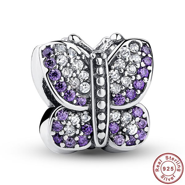 

100% real sterling silver butterfly beads fit original bracelet for women making fashion jewelry gift 2020 new, Bronze;silver