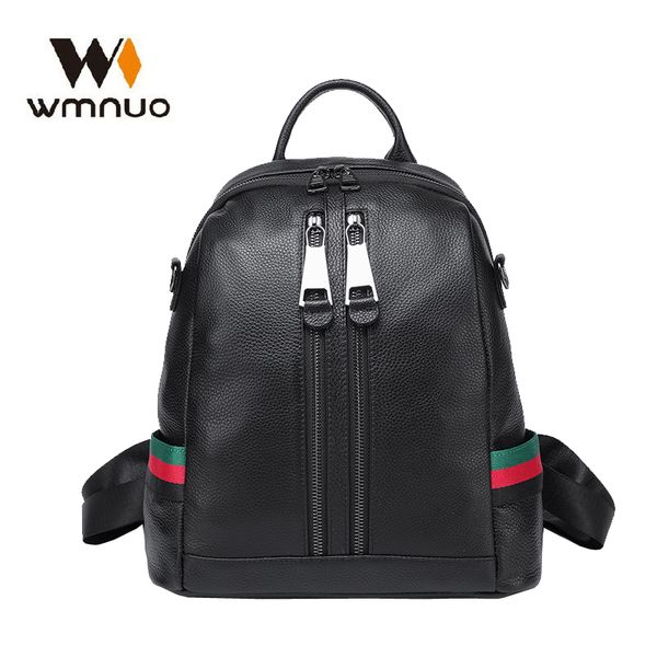 

wmnuo brand backpack women 100% genuine zipper school bags for girls shoulder bag mochila designer travel bag casual computer