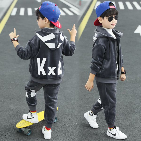 

boys clothing sets children clothing 2019 autumn winter girls boys clothes 2pcs outfit kids tracksuit suit for 4-13y boy clothes, White