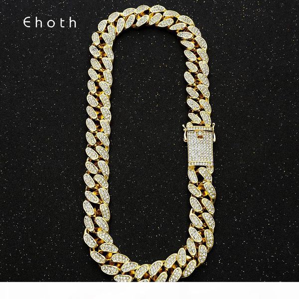 

20mm bling maimi cuban link chain necklace men's hip hop gold silver color iced out rhinestone necklaces jewelry drop shipping