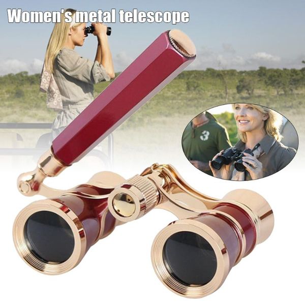 

3x telescope with handle ladies metal telescope to watch game concert opera binoculars h7jp