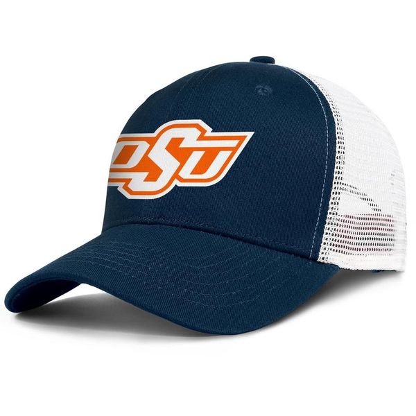 

oklahoma state cowboys white logo mens and women adjustable trucker meshcap fitted fashion baseball personalized unique baseballhats, Blue;gray