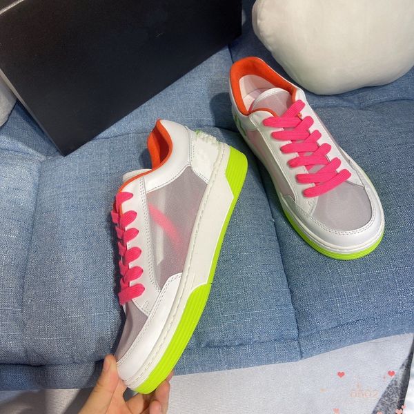 

origin package breathable meshy leather lace up shoes multi colors luxury fashion women designer sneakers men casual shoes, Black