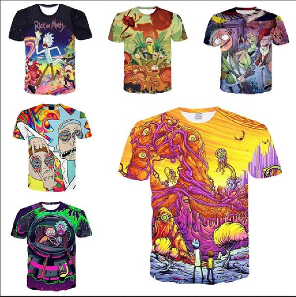 

new fashion men/women casual hip hop t-shirts rick and morty funny short rm sleeve funny 3d print t-shirt summer tees plus, White;black