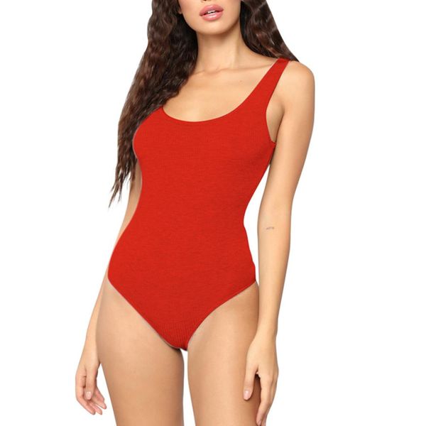 

women's jumpsuits & rompers combinaison femme minimalist solid form fitting bodysuit casual o-neck sleeveless skinny women summer tshir, Black;white