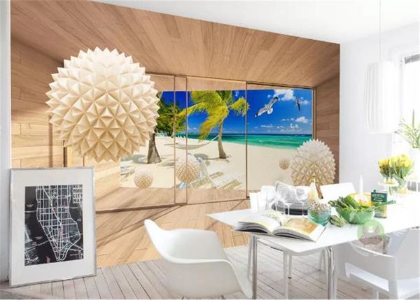 

custom mural wallpaper 3d sphere space window seaside modern living room bedroom background wall decoration wallpaper