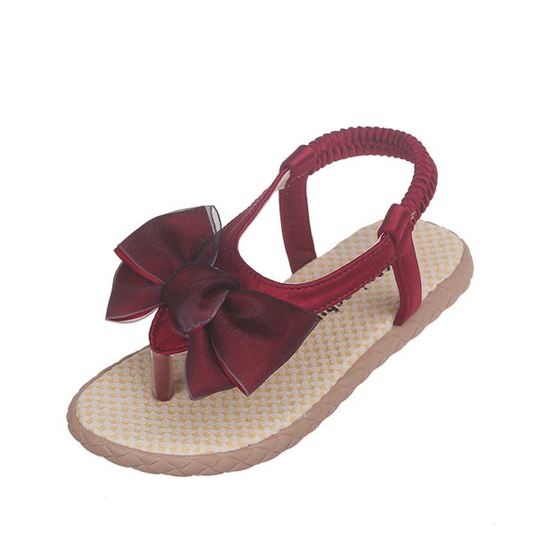 

toddler shoes girls sandals in kids flat sandals flip flop bowknot beach shoes slippers soft bottom princess shoes y200619, Black;red