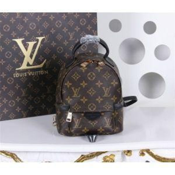 

Original de igner 13 loui 13 vuitton 13 genuine leather mini women bag children backpack luxury famou fa hion pring palm bag, Black;brown