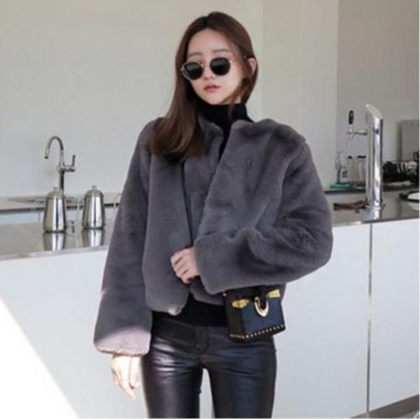 

vetement 2020 winter women's faux fur coat artificial fur overcoat furry jacket femme plus size furry fake outwear z295, Black