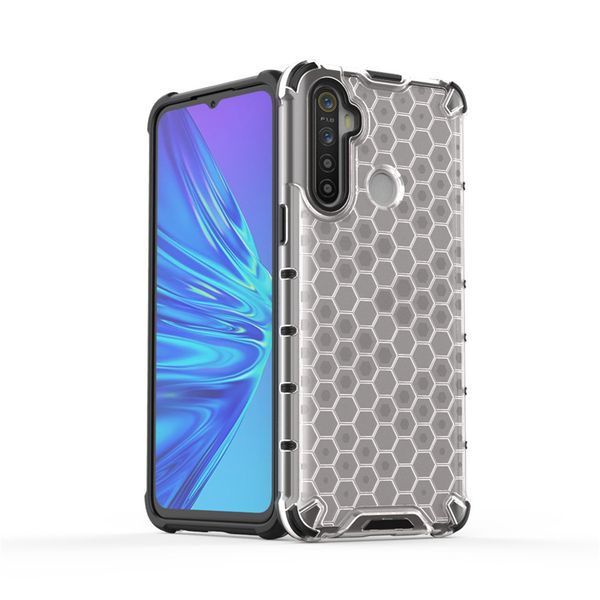 

Hard Case Clear для Realme 5 5 Pro Cover Honeycomb Прозрачный Силиконовые Мягкий край падения Resistant