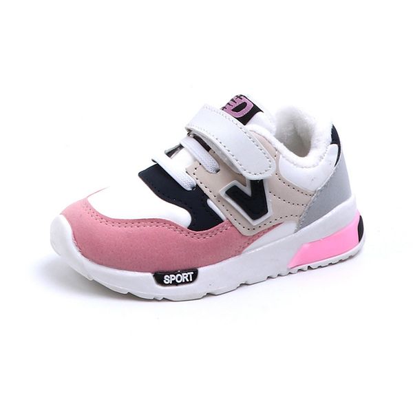 

kids warm shoes for boys girl children casual sneakers baby girl breathable soft running sports shoe pink gray #yl1 y200404, Black;red